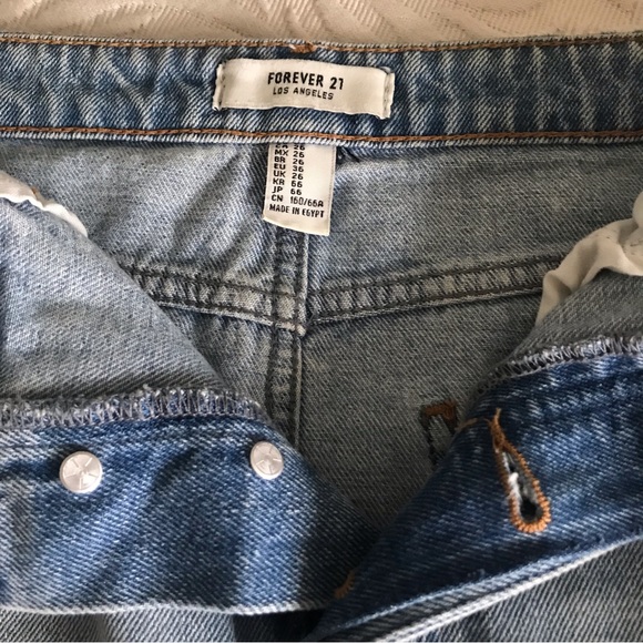 Denim midi skirt | distressed with split seam & unfinished hem - Picture 2 of 3